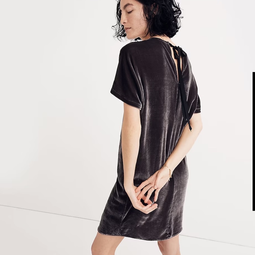 Madewell Velvet Bow-Back Tee Dress size XS